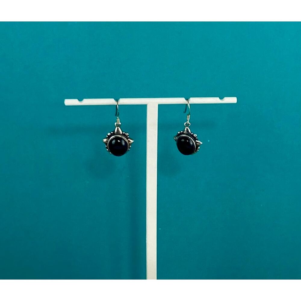Vintage Sterling silver and black drop earrings